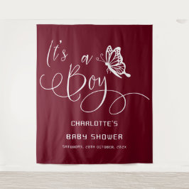 It's A Boy Modern Minimal Butterfly Baby Shower タペストリー