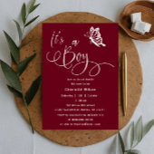 It's A Boy Modern Minimal Butterfly Baby Shower 招待状
