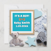 It's A Boy Social Media, baby blue Pregnancy 案内状 (正面)