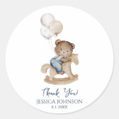 It's a Boy Teddy Bear Balloons Baby Shower Welcome ラウンドシール (正面)