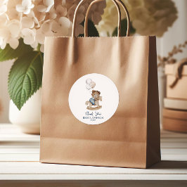 It's a Boy Teddy Bear Balloons Baby Shower Welcome ラウンドシール