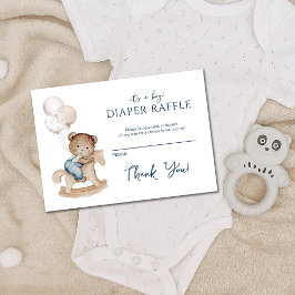 It's a Boy Teddy Bear & Balloons Diaper Raffle エンクロージャーカード