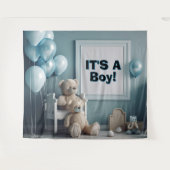 It's a Boy Teddy Bears and Balloons Backdrop  タペストリー (正面(横))