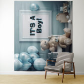 It's a Boy Teddy Bears and Balloons Backdrop  タペストリー (インサイチュ)