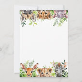 It's A Boy Watercolor Safari Animals Baby Shower 招待状 (裏面)
