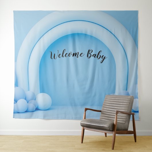 It's a Boy Welcome Baby Balloon Arch Backdrop  タペストリー (インサイチュ(横))
