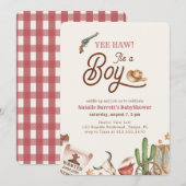 It's a Boy Western Cowboy Baby Shower 招待状 (正面/裏面)