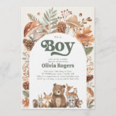 It's a Boy! Woodland Animal Baby Shower 招待状 (正面)