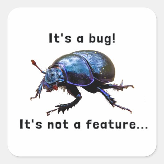 "It's a bug! It's not a feature..." Programmierer スクエアシール (正面)