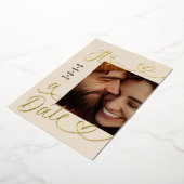 It's A Date Elegant Wedding 4 Photo Collage Gold 箔招待状 (回転した状態)