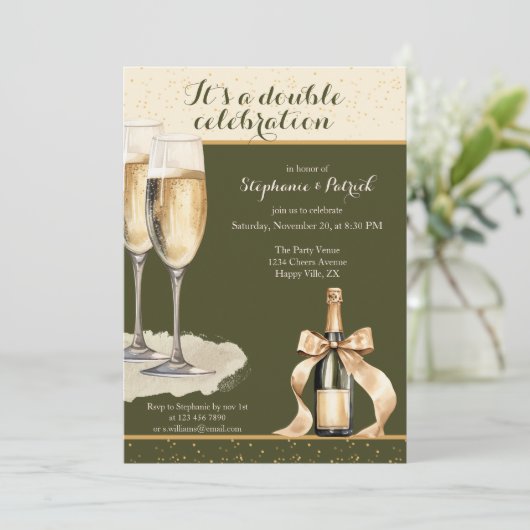 It's a Double Celebration Green Champagne Birthday 招待状 (スタンド正面)