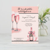 It's a Double Celebration Pink Champagne Birthday 招待状 (スタンド正面)