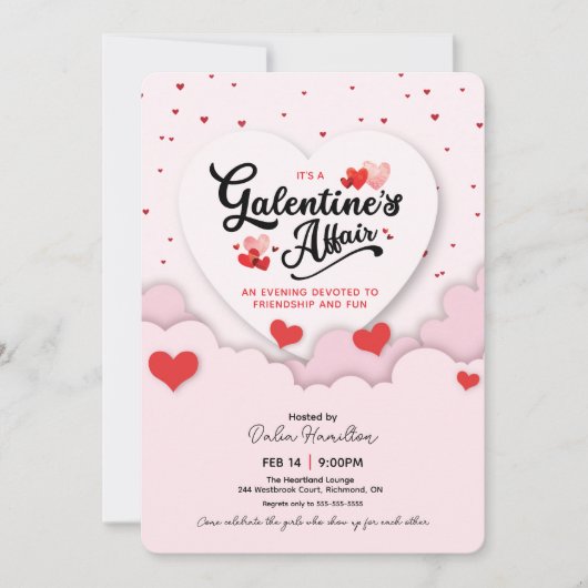 It's A Galentine's Affair Valentines Invitation 招待状 (正面)