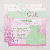 It's a Garl Baby Shawer Pastel Dress (It's A Garl  招待状 (正面/裏面)