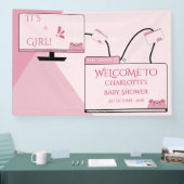 It's A Girl! かわいいクマのコンピューター画面 ベビーシャワー 横断幕 (トレードショー)