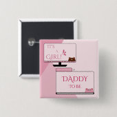 It's A Girl! かわいいクマ コンピューター画面 パパになる人へ 缶バッジ (正面&裏面)
