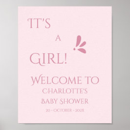 It's A Girl! シンプル パステルピンク ベビーシャワー ポスター