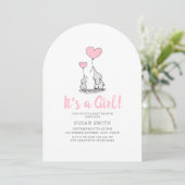 "It's a Girl" ゾウのベビーシャワー 招待状 (スタンド正面)