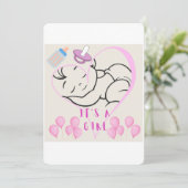 「It's a Girl」デザインで特別な出産を祝おう 招待状 (スタンド正面)