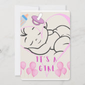 「It's a Girl」デザインで特別な出産を祝おう 招待状 (裏面)