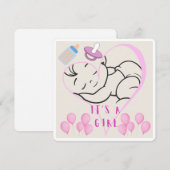 「It's a Girl」デザインで特別な出産を祝おう 招待状 (正面/裏面)