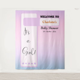 It's A Girl! パープルグラデーションのかわいいフォトバックドロップ タペストリー