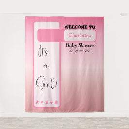 It's A Girl! ピンクグラデーションのかわいいフォトバックドロップ タペストリー