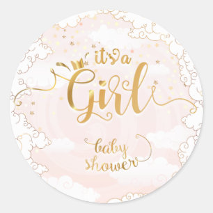 Its a Girl-プリンセスのベビーシャワー ラウンドシール