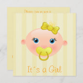 It's a Girl – ベビーシャワー招待状 招待状 (正面/裏面)