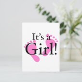 Its a Girl -ベビー、生まれたばかりのBaby Shower インビテーションポストカード (スタンド正面)