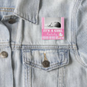 "It's a girl" 新生児の写真と名前のピンクのバッジ 缶バッジ (インサイチュ)