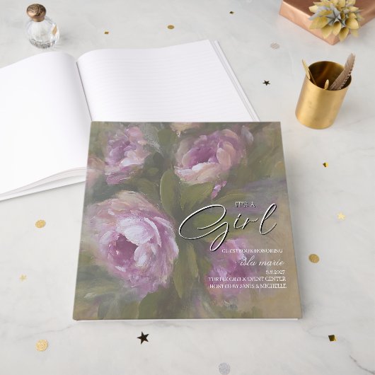 It's A Girl 12 x 12" ゲストブック (正面見開き)