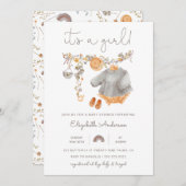 It's a Girl Baby Clothes Shower Invitation 招待状 (正面/裏面)