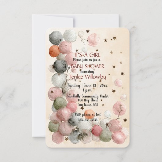 It's A Girl Baby Shower Invitation 招待状 (正面)