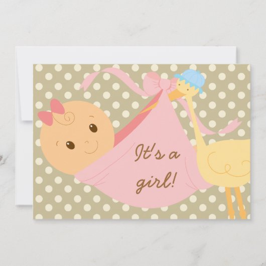 It's A Girl Baby Shower Invite 招待状 (正面)