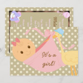 It's A Girl Baby Shower Invite 招待状 (正面/裏面)