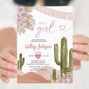 Its a Girl Baby Shower Tacoの恋の南西 招待状