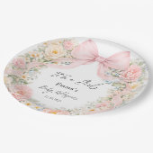 It's a Girl Bow Coquette Bow Baby Shower ペーパープレート (アングル)