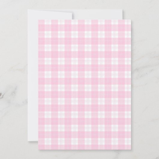 It's a Girl Bows & Pink Gingham Plaid Baby Shower 招待状 (裏面)