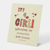 It's a Girl! Christmas Baby Shower Welcome 台座サイン (正面)