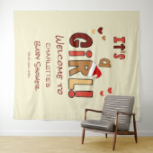 It's a Girl! Christmas Santa Hat Baby Shower タペストリー (インサイチュ(横))