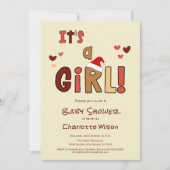 It's a Girl! Christmas Santa Hat Baby Shower 招待状 (正面)