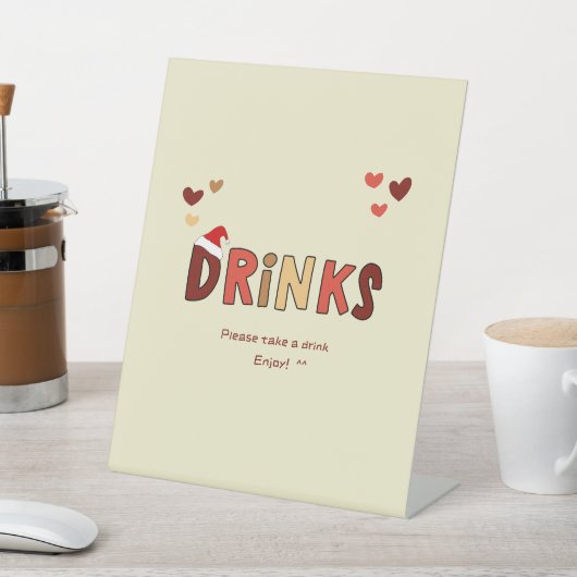 It's a Girl Christmas Santa Hat Baby Shower Drinks 台座サイン (インサイチュ)