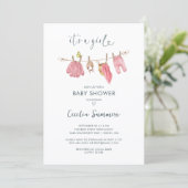 Its a Girl Clothes Watercolor Modern Baby Shower 招待状 (スタンド正面)