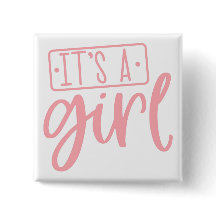 It's a Girl Cute Celebration Button