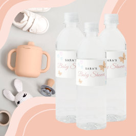 It's a Girl Cute handdraw butterflies Baby Shower  ペットボトルラベル