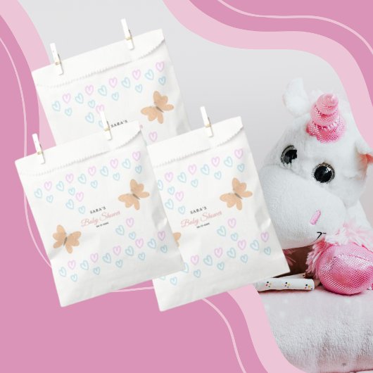 It's a Girl Cute handdrawn butterflies Baby Shower フェイバーバッグ