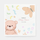 It's a Girl Cute Teddy Bear Baby Shower Cartoon  スタンダードランチョンナプキン (正面)