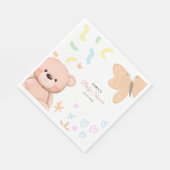 It's a Girl Cute Teddy Bear Baby Shower Cartoon  スタンダードランチョンナプキン (角)