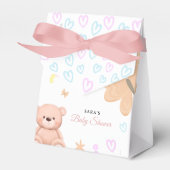 It's a Girl Cute Teddy Bear Baby Shower Cartoon フェイバーボックス (正面サイド)